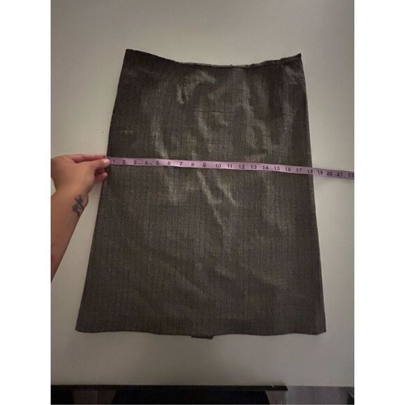 Vintage Wool Chaiken Knee Length Pleated Pencil Skirt Size 8 Brown Wool Gatsby - Picture 12 of 14